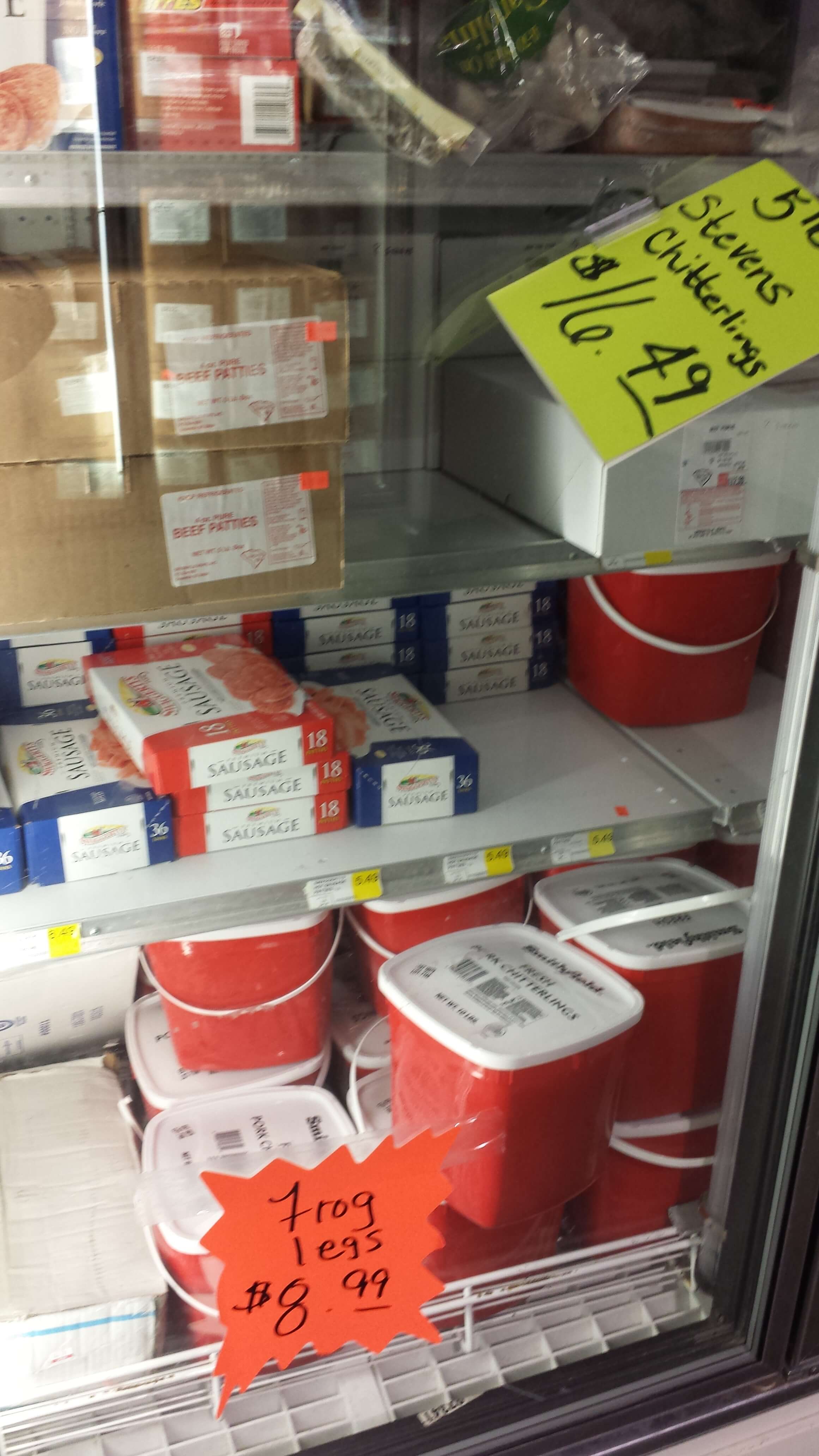 Bargain Foods Store Chitterlings and Frog Legs