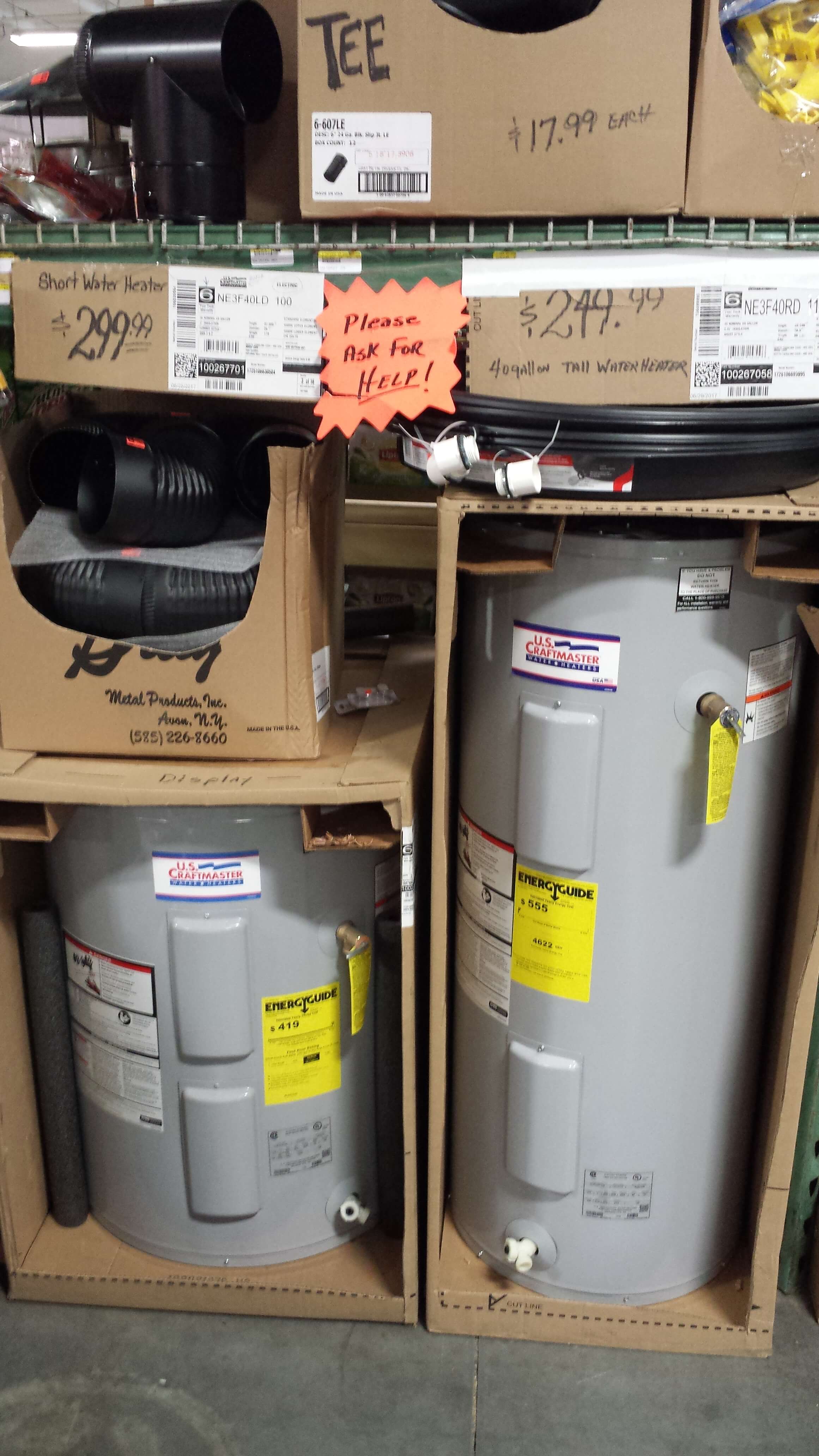 Image of Bargain Foods in Pelzer SC, Hardware Aisle, Hot Water Heaters