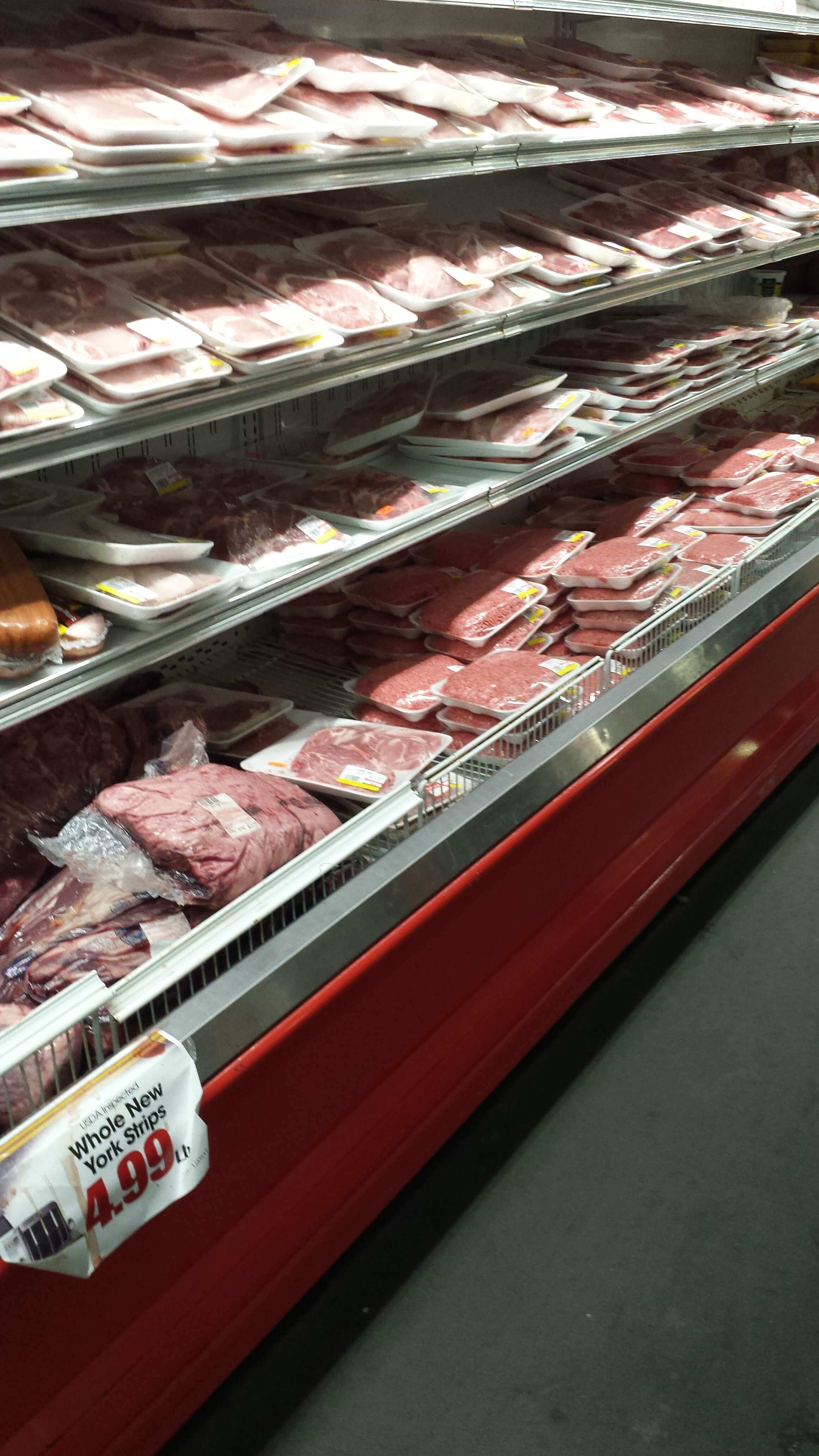 Bargain Foods Pelzer SC Meat Aisle With a Special Sale on Whole New York Strip Steak
