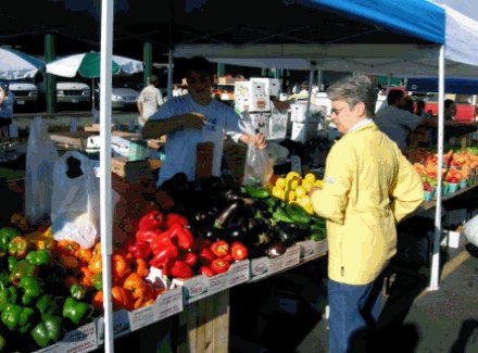 farmers market produce under covered stall